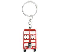 Komonee London Bus Transport Souvenir Union Jack British City Car Key Chain Metal Big Red Silver Novelty Keychain Mens Womens Gift Keyring