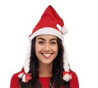 Komonee Mrs Santa Claus Hat Christmas Braid Red Xmas Plait Novelty Party Decoration Headwear Festive Holiday Fancy Dress Up Woman Miss Costume Accessory Fun Adults and Children (Pack of 3)