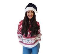 Komonee Navy Blue Santa Claus Christmas Hat Xmas Novelty Party for Festive Holidays Fancy Dress Up Unisex Costume Accessory New Years Fun Adults and Children