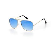 Komonee Pilot Style Blue Lens Sunglasses Set With Cloth Soft Case and Cleaning Cloth Designer Unisex Mens Womens UV400 Protection Classic Shades