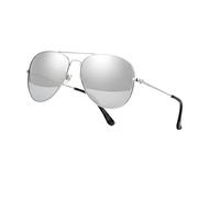 Komonee Pilot Style Designer Sunglasses - Silver Frame Mirrored Reflective Lens Classic Retro Shades, Unisex Men & Women UV400 Protection Glasses, Great for Cycling Golf Fishing Sports & Holidays