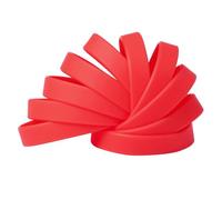 Komonee Plain Red Coloured Silicone Sports Arm Exercise Wristband Bracelets Rubber Wrist Bands Party Accessories For Men Women Boys Girls (Pack of 100)