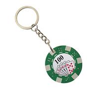 Komonee Poker Chip Green 100 Hearts Key Ring Colourful Lucky Casino Gambling Chips Present Key Chain Numbered Keychain Novelty Lucky Charm Gift Keyring