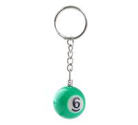 Komonee Pool Ball Keyring Colourful Numbered Key Ring Chain Tag Pub Billiard Spots and Stripes Keychain Solid Green Number 6