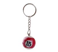 Komonee Pool Ball Keyring Colourful Numbered Key Ring Chain Tag Pub Billiard Spots and Stripes Keychain Striped Dark Red Number 15