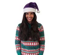 Komonee Purple Santa Claus Christmas Hat Xmas Novelty Party for Festive Holidays Fancy Dress Up Unisex Costume Accessory New Years Fun Adults and Children