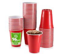 Komonee Red Cups 16oz 500ml Wide Rimmed Disposable American Superbowl Party Cups USA Adult Novelty Plastic Glass 96pc