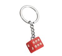 Komonee Red Dice Key Chain Novelty Keyring Casino Playing Game Keychain Fun Car 6 Sided Die Lucky Charm Key Ring For Men and Women