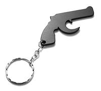 Komonee Revolver Black Keyring Bottle Opener Key Chain Metal Gun Key Ring Novelty Pistol Key Chain
