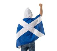 Komonee Scotland St Andrew's Cross Hooded Poncho Cape - Wearable Flag for Football, Rugby & Golf, Lightweight Festival Wear, One Size Fits All, Unisex