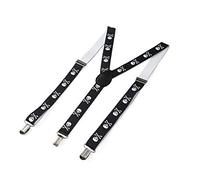 Komonee Skull & Crossbones Braces Suspenders Halloween Adjustable Unisex Trouser Shirt Pull Up Clothing Accessory Y Back Shaped For Casual Comfortable With Metal Clips For Men & Women