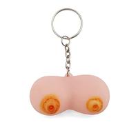 Komonee Squeezy Boobs Key Chain Breasts Key Ring Tits Keychain Keyring Flesh Colour