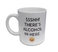 Komonee SSSHH! There's Alcohol in Here White Ceramic Novelty Joke Mug Coffee Drinks Tea Cup