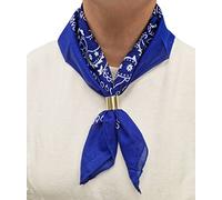 Komonee Tie Neck Ring Loop Clasp Gold Colour With Blue Paisley Bandana Head Scarf Headbands Handkerchief Cowboy Cotton Bib Party Face For Mens Womens Unisex