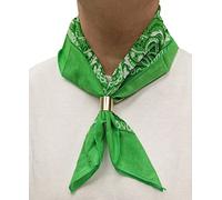 Komonee Tie Neck Ring Loop Clasp Gold Colour With Green Paisley Bandana Head Scarf Headbands Handkerchief Cowboy Cotton Bib Party Face For Mens Womens Unisex