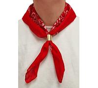 Komonee Tie Neck Ring Loop Clasp Gold Colour With Red Paisley Bandana Head Scarf Headbands Handkerchief Cowboy Cotton Bib Party Face For Mens Womens Unisex
