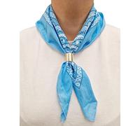 Komonee Tie Neck Ring Loop Clasp Gold Colour With Sky Blue Paisley Bandana Head Scarf Headbands Handkerchief Cowboy Cotton Bib Party Face For Mens Womens Unisex