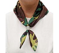 Komonee Tie Neck Ring Loop Clasp Silver Colour With Camo Paisley Bandana Head Scarf Headbands Handkerchief Cowboy Cotton Bib Party Face For Mens Womens Unisex