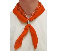 Komonee Tie Neck Ring Loop Clasp Silver Colour With Orange Paisley Bandana Head Scarf Headbands Handkerchief Cowboy Cotton Bib Party Face For Mens Womens Unisex