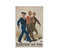 Komonee Together We Win! World War 1 Propaganda USA Poster A2 Size