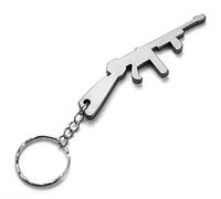 Komonee Tommy Gun Grey Bottle Opener Key Chain Metal Machine Rifle Key Ring Novelty Weapon Keychain Keyring