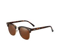 Komonee Tortoise Shell Horn Rimmed Sunglasses Designer Half Frame Classic Style Retro Polarized Sun Shades Eye Glasses UV400 Protection Unisex For Men Women