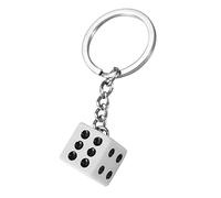 Komonee White Dice Key Chain Novelty Keyring Casino Playing Game Keychain Fun Car 6 Sided Die Lucky Charm Key Ring For Men and Women