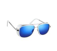 Komonee White Goggle Frame Sunglasses Flight Style Sport Classic UV400 Sun Protection Shades Eye Glasses Unisex For Men Women Travel & Outdoor - High Performance Durable Lightweight Eyewear