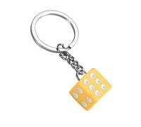 Komonee Yellow Dice Key Chain Novelty Keyring Casino Playing Game Keychain Fun Car 6 Sided Die Lucky Charm Key Ring For Men and Women