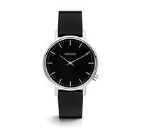 KOMONO Harlow Black Silver Men's Unisex Japanese Quartz Analogue Watch with Leather Strap