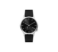 KOMONO Winston Subs Black Silver Men's Japanese Quartz Analogue Watch with Leather Strap