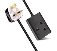 Extrastar 1 Way 13A Extension Leads With Cable 3G1.25, 2M, Black