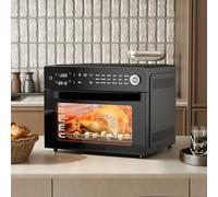 KOMORE 30L Digital Air Fryer Oven, 18 in 1 Presets Large Dual-Cook Airfryer Countertop Convection Oven Low Fat Oil-Less Cooking, Timer & Temperature Control with Window, 4 Accessories, 1800W, Black.