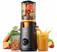 KOMORE Cold Press Juicer Machines, 130MM Chute for whole Fruits and Vegetable, Self-Feeding Slow Masticating Juicer with 1.4L Auto-Feed, High Juice Yield, BPA-Free, Easy to Clean, Black