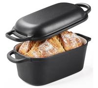 Komore Dutch Oven for Bread Making, 3.8L Enameled Cast Iron Pot with Lid for Sourdough Bread, Roasting, Braising & Frying - Oven Safe up to 500°F, Non Stick, 28cm (Black)