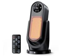 KOMORE Electric Heater, 1500W Portable Heater for Home, 90°Oscillation PTC Fan Heater, 15℃-45℃ ECO Thermostat, 4 Modes, 360° Remote Control, 12H Timer, Child Lock, Human-sensing Sensor