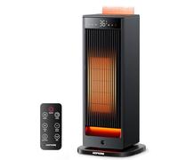 KOMORE Electric Heater 2000W, Portable Heater with Humidification 250ml, 90°Oscillation Fan Heater for Home, 15℃-45℃ ECO Thermostat, 4 Modes, Flame Effect, 12H Timer, 360° Remote Control
