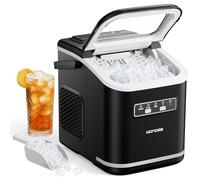 KOMORE Ice Maker with Handle, 2 Sizes of Bullet Ice Maker Machine Countertop, 9 Cubes Ready in 6 Mins, 12Kg/24H, Ice Scoop & Basket, Self-Cleaning, Removable Top Cover, Perfect for Home/Office/Bar