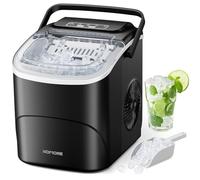 KOMORE Ice Maker with Handle, Portable Self-Cleaning Ice Machine, 2 Sizes of Bullet Ice Maker Machine, 9 Cubes Ready in 6 Mins, 12Kg/24H, Ice Scoop & Basket, Visual Window, Perfect for Home/Office/Bar