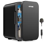 KOMORE Mini Fridge 18 Litre, 20 Cans Mini Fridge for Bedrooms with Handle, Portable Small Refrigerator, Cooler & Warmer for Drinks, Car, Travel, Cosmetics/Makeup/Skincare, AC+DC Power (Black)