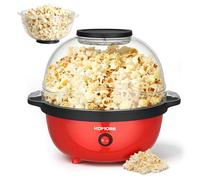 KOMORE Popcorn Machine Popcorn Maker Round, Non-stick Coated, Removable Lid, Sugar, Oil & Butter Supportable, Electric Pop Corn Maker Machine for Movie Parties