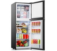 KOMORE Small Fridge Freezers Freestanding 105L 7-Stage Thermostat LED Light