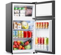 KOMORE Small Fridge Freezers Freestanding 70L, 7-Stage Thermostat LED Light