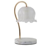 Komore White Marble Table Lamp Flower Frosted Glass Shade Dimmable Knob Switch