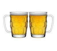 Komost 22oz Plastic Beer Mugs with Handles Set of 2, Clear Resuable Beer Stein Drinking Cups for Freezer, Ideal for Party Bar Home Hotel