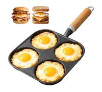Komost Egg Frying Pan Nonstick 4 Hole, Omelette Pancake Pan, Breakfast Skillet for Eggs Pancakes Plett Crepes, Suitable for Gas Stove & Induction Cookware