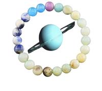 Komost Eight Planets Bead Bracelet Men Women Natural Stone Universe Solar System Sun Earth Moon Saturn Uranus Planet Handmade Jewelry Gift, Univeral, Stone, amblygonite
