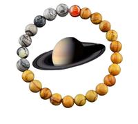 Komost Eight Planets Bead Bracelet Men Women Natural Stone Universe Solar System Sun Earth Moon Saturn Uranus Planet Handmade Jewelry Gift, Univeral, Stone, amblygonite