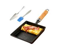 Komost Tamagoyaki Pan, Cast Iron Rectangle Japanese Rolled Egg Omelet Pan, Small Breakfest Sandwich Pan