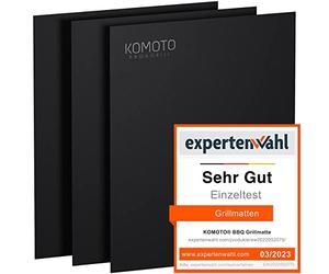 KOMOTO BBQ Grill Mat (Set of 3) 50 x 40 cm I Extra Thick I Grill Mats for Gas Grill and Charcoal I Perfect Alternative to Grill Plate